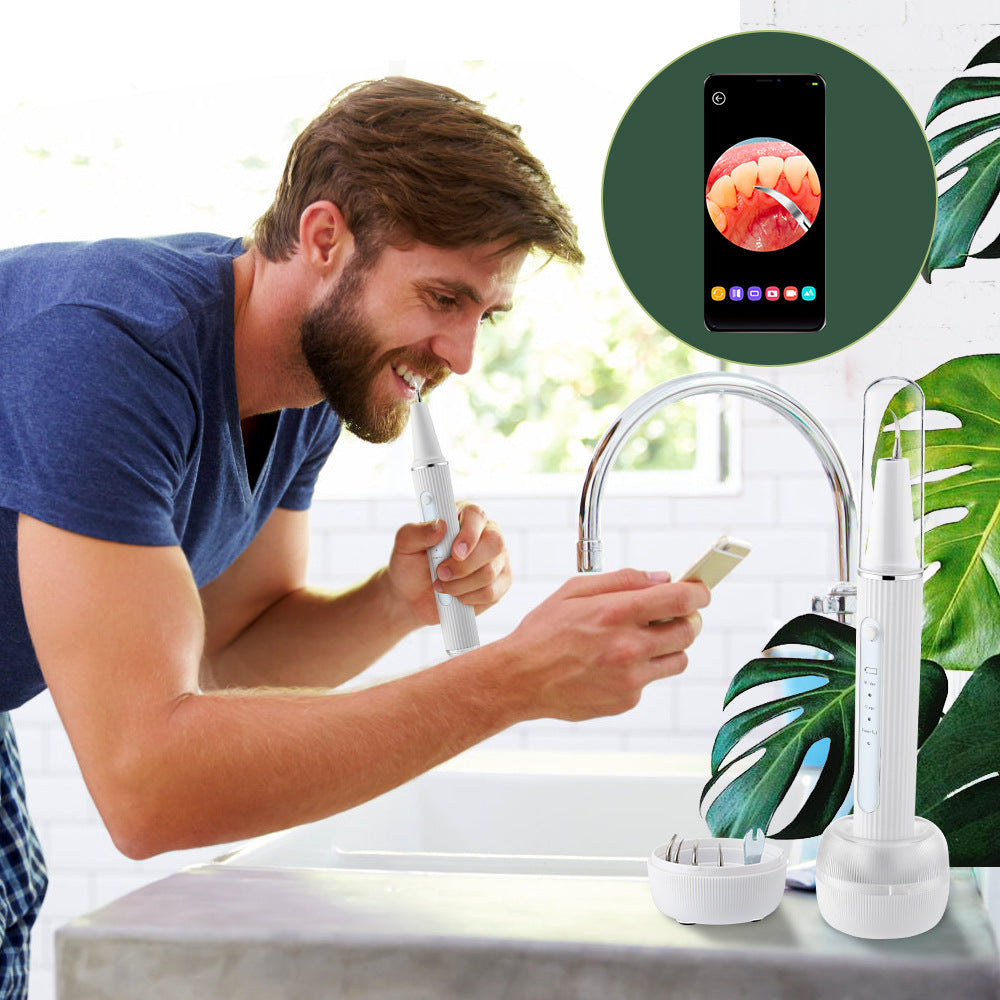 Unisex ultrasound dental plaque remover with an HD camera for tartar control and brighter, healthier teeth.