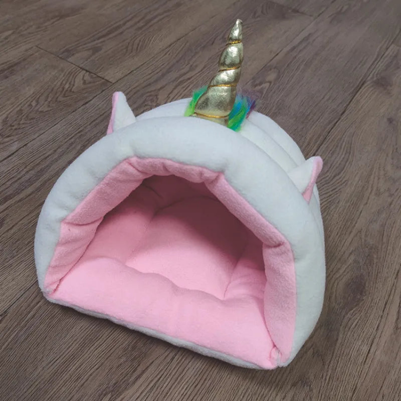 Cozy unicorn pet bed, ideal for cats & small dogs. Provides a plush, comforting retreat for ultimate relaxation.