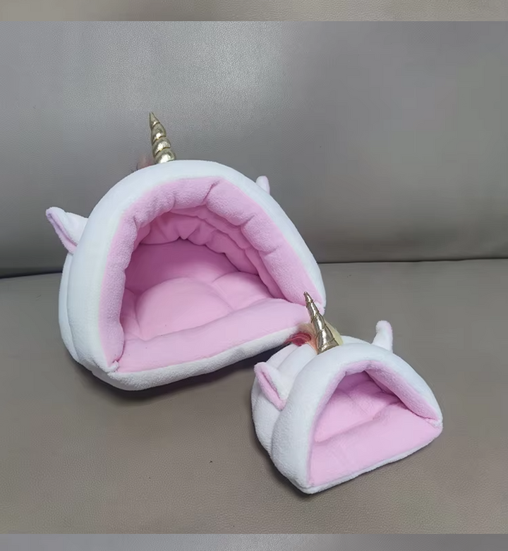 Stylish unicorn pet bed, a plush cat & small dog retreat. Offers cozy comfort and a unique touch to any home.