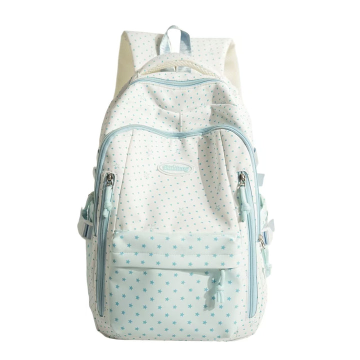Unisex utility backpack with black star pattern, ideal for school & daily use. Durable & water-resistant.