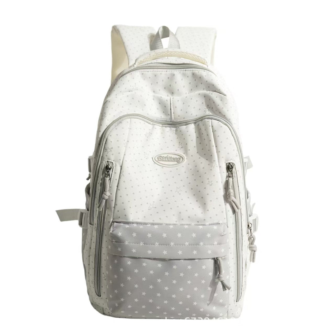 Durable water-resistant unisex star patterned utility backpack for students & travelers. Great daily use bag.
