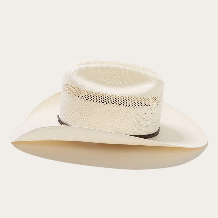 Stylish unisex cowboy hat with breathable design, a rugged leather band & cool silver accents.