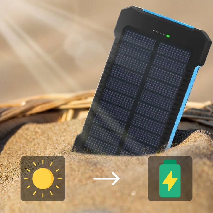 Versatile unisex waterproof solar power bank with dual USB, great for any adventure.