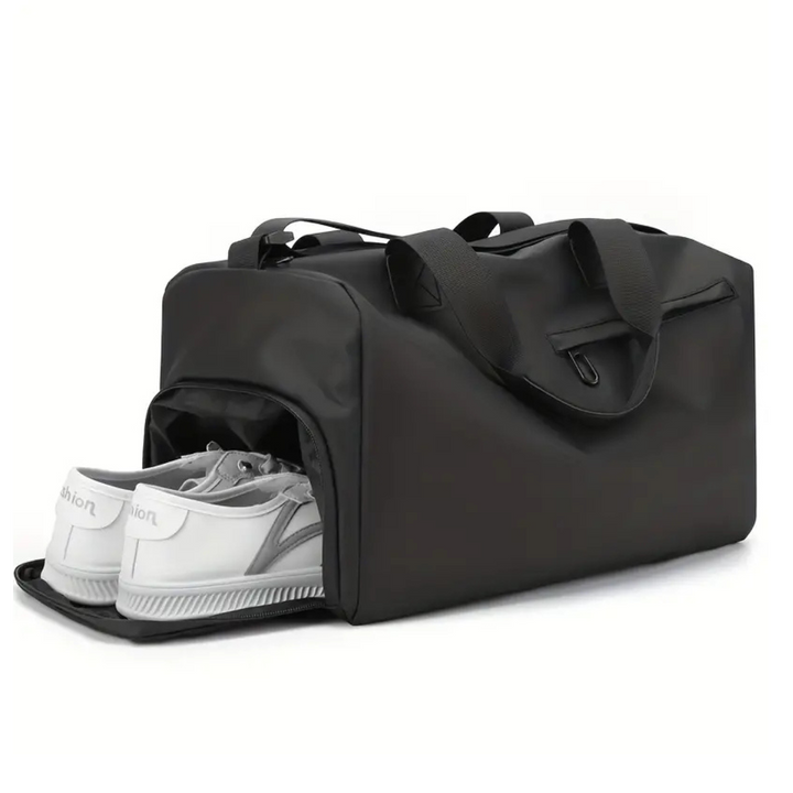 Compact waterproof gym bag for men and women, features a ventilated shoe compartment & durable design.