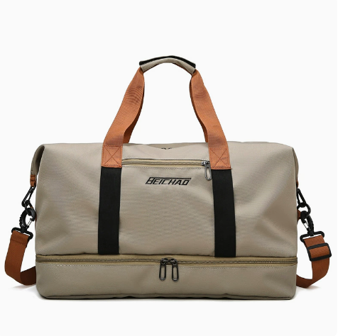 Multipurpose organized duffel bag: unisex carry-on, weekender, gym, and travel. Includes shoe storage.