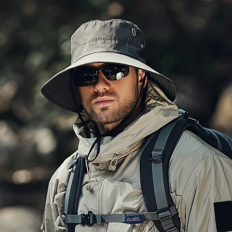 Lightweight, foldable outdoor sun hat with UV protection. Perfect for camping, travel, hiking & fishing. Unisex design.