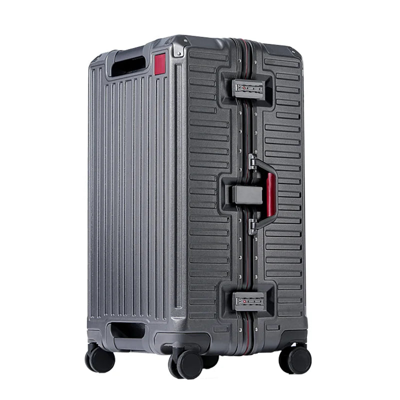 Unisex Wide Grip Hardshell Travel Suitcase with spinner wheels. Durable luggage for secure, comfortable vacation & business travel.