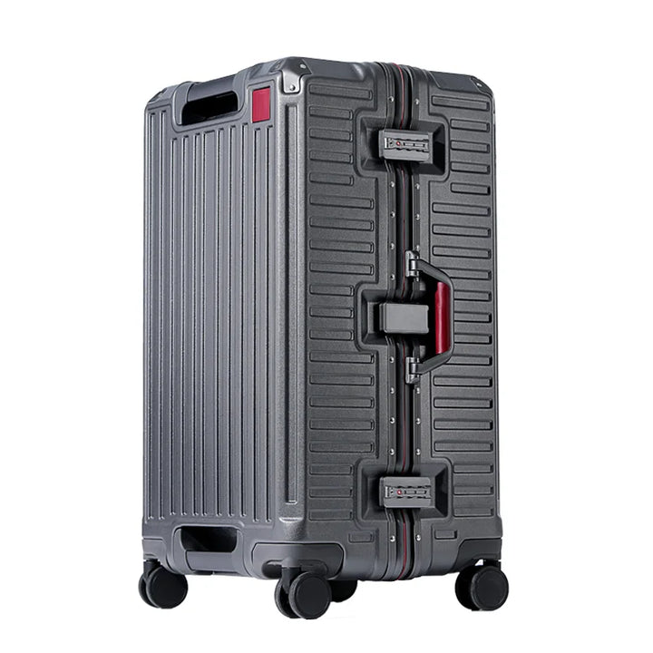 Unisex Wide Grip Hardshell Travel Suitcase with spinner wheels. Durable luggage for secure, comfortable vacation & business travel.