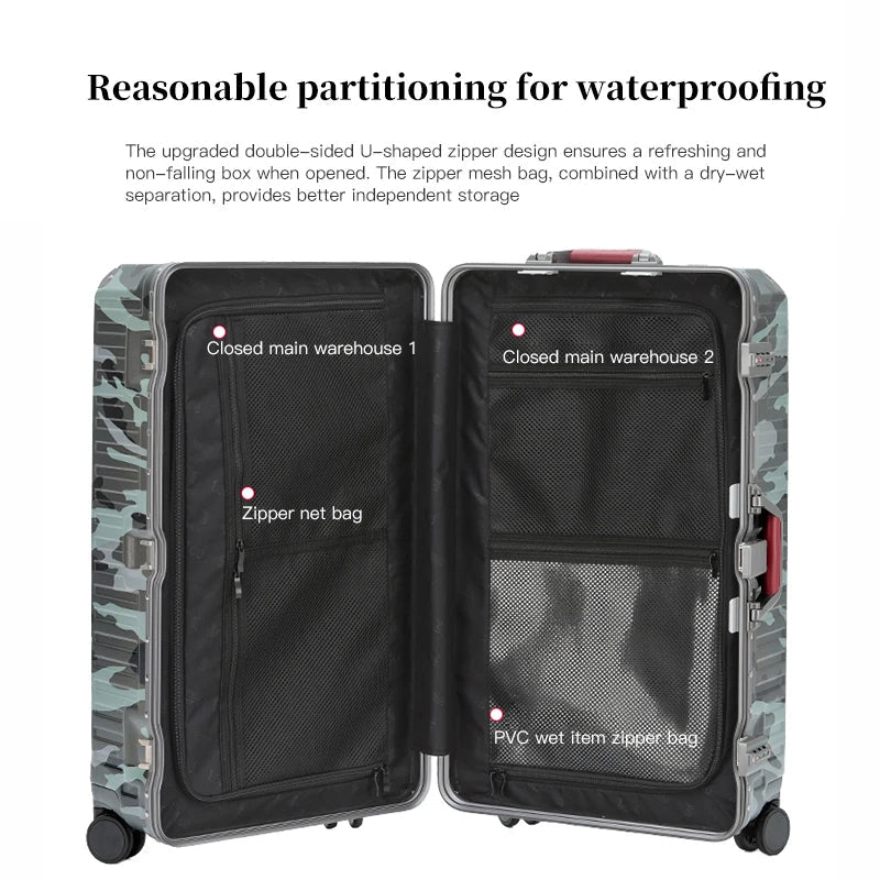 Stylish unisex hardshell travel luggage with a secure wide grip and smooth spinner wheels for effortless, durable transport.
