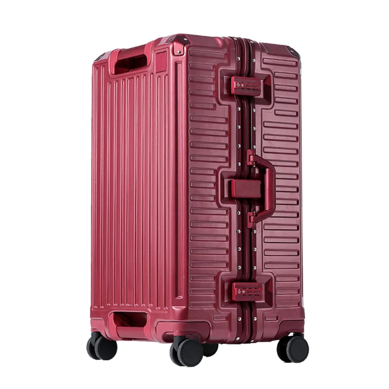Robust wide grip hardshell suitcase, ideal for secure business or vacation travel. Durable luggage with quiet spinner wheels.
