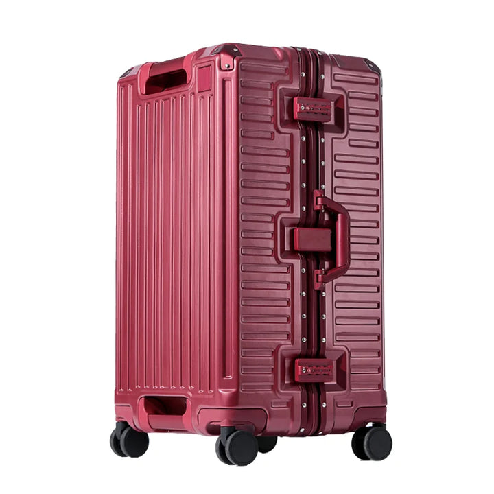 Robust wide grip hardshell suitcase, ideal for secure business or vacation travel. Durable luggage with quiet spinner wheels.
