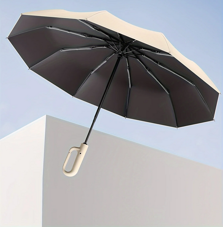 Automatic folding travel umbrella, unisex. Windproof for strong gusts. Easy one-hand push-button open/close.