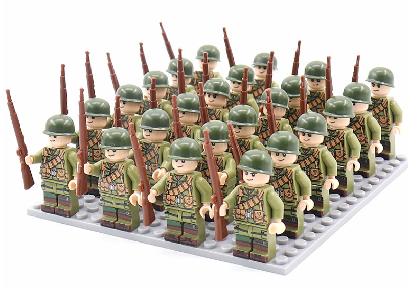 WWII historical military figure set, part of a building blocks collection for educational kids' play.