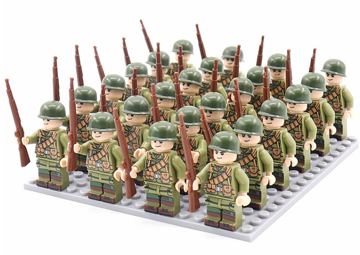 WWII historical military figure set, part of a building blocks collection for educational kids' play.