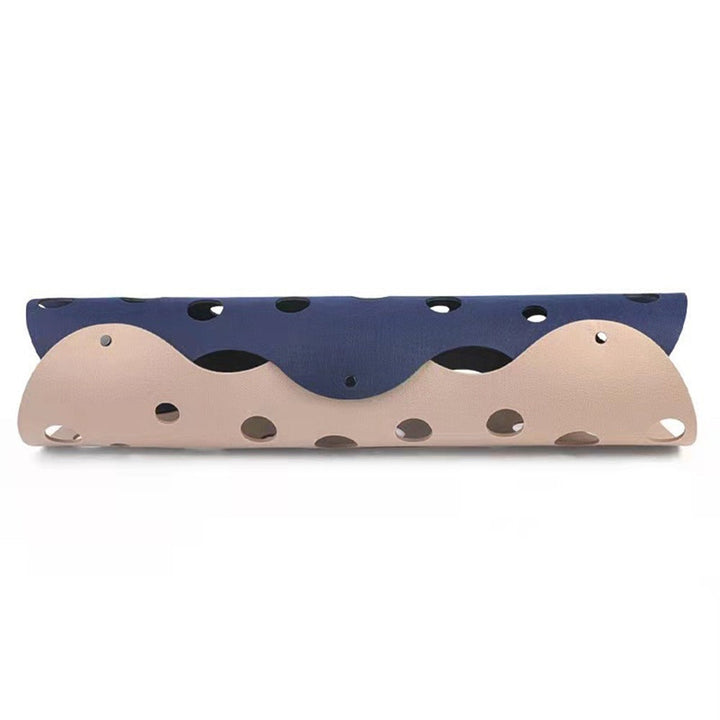Vibrant yellow and blue felt cat tunnel, a must-have accessory for pet owners.