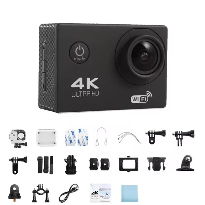 Universal 4K Ultra HD sport camera, waterproof & WiFi enabled for all adventures.
