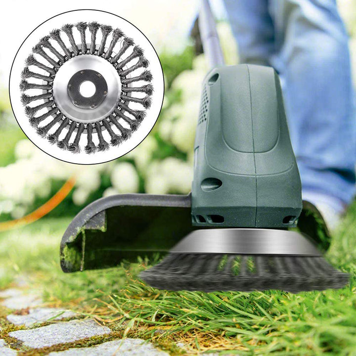 Efficient universal brush cutter head transforms gas trimmers. Ideal outdoor power equipment for clearing dense weeds.