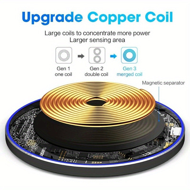 High-speed universal wireless charger for iPhone & Android. Fast, cordless smartphone charging.