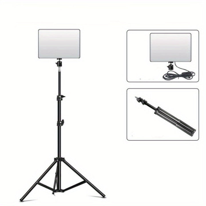 Adjustable photography light stand & lamp kit, ideal for video recording, live streams, and studio lighting equipment.