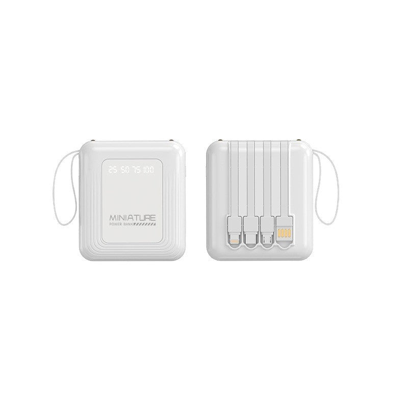 Compact mini power bank, a travel essential for emergency power and fast charging your phone on the go.
