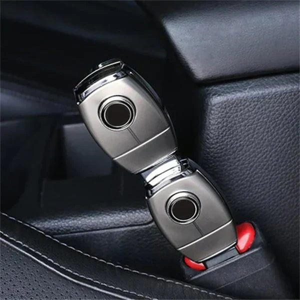 Universal premium rigid metal seat belt extender for enhanced car safety & comfort in any vehicle.