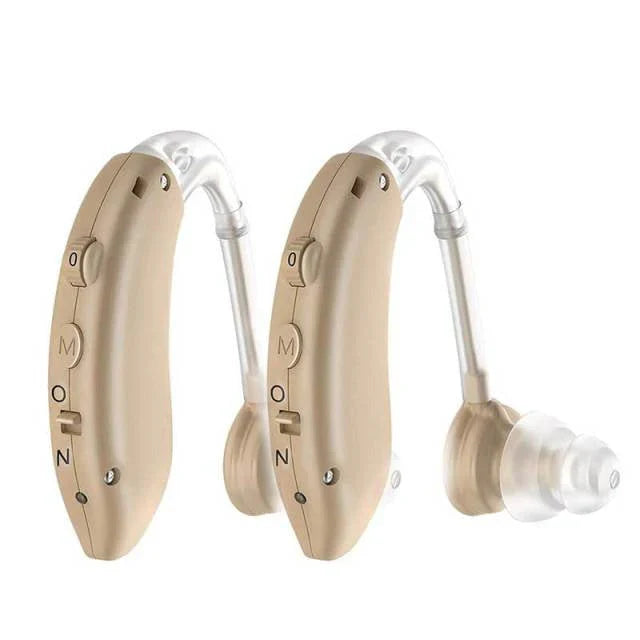 Rechargeable sound amplifier, ideal for elderly care. Offers clear hearing solution and personal sound.