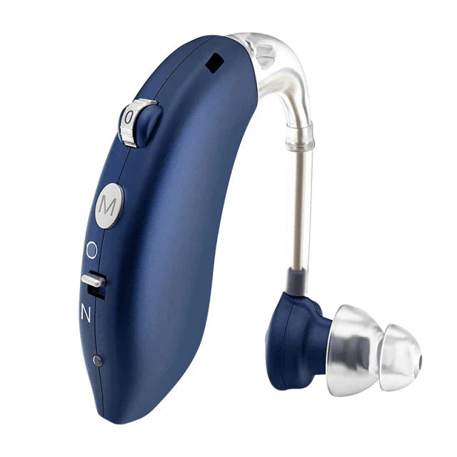 Discreet ear care solution: universal rechargeable hearing aid for comfortable and clear sound amplification.
