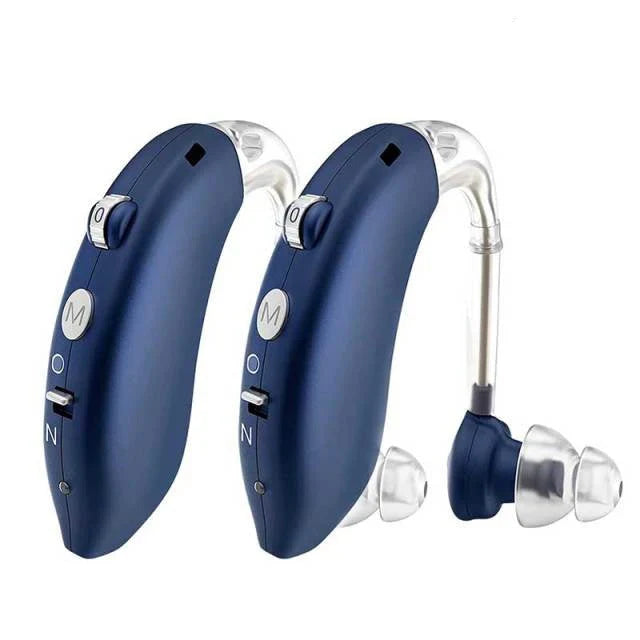 Close-up of a universal rechargeable hearing aid, boosting clear sound for better hearing.