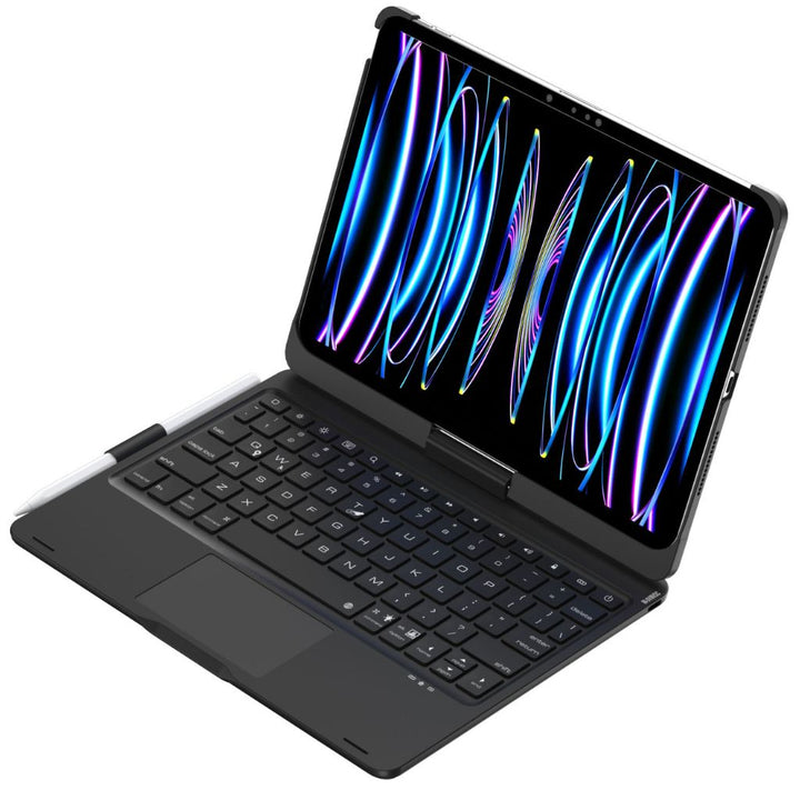 Smart tablet cover & backlit keyboard with trackpad, enhancing your mobile workspace.