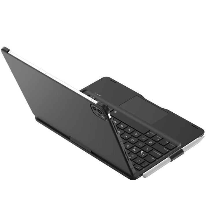 Universal productivity keyboard case for tablets, featuring backlit keys & a trackpad.