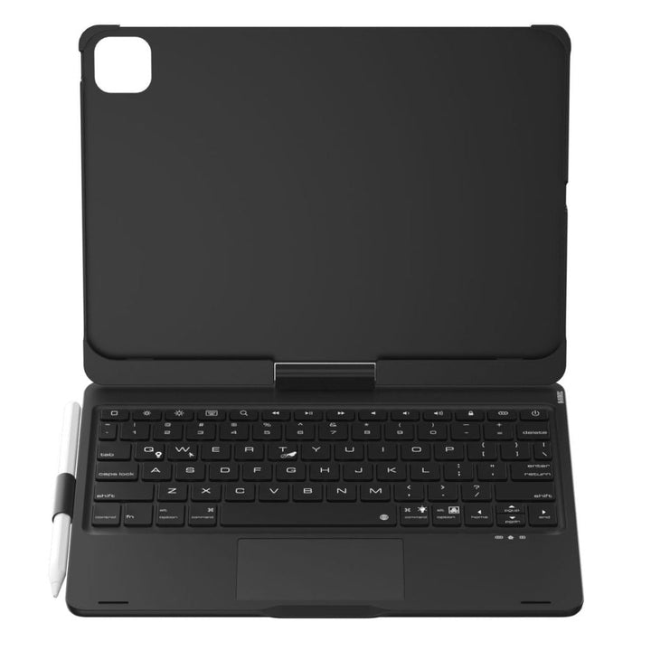 Ergonomic universal keyboard case for tablets, with bright backlit keys & precise trackpad.