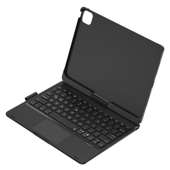 Secure protective tablet keyboard case with backlit keys & a multi-touch trackpad.