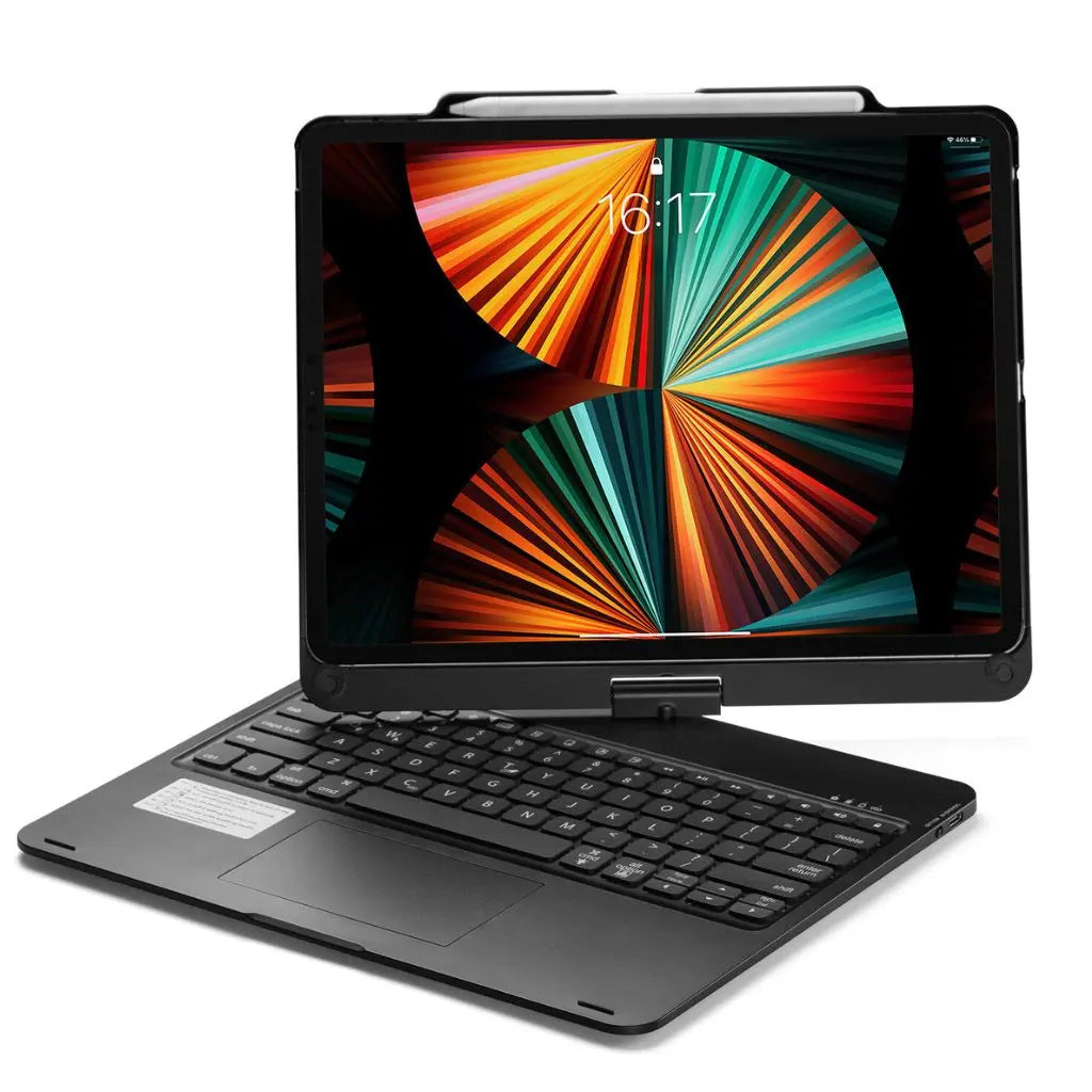 Premium universal tablet keyboard case featuring backlit keys & precision trackpad.