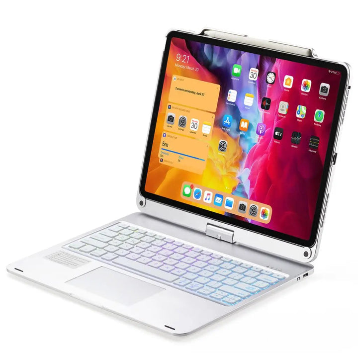 Transform your tablet into a laptop with this backlit keyboard case & built-in trackpad.