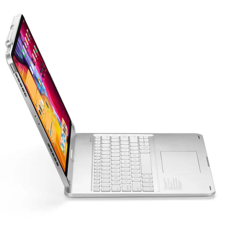 Slim universal tablet keyboard case with backlit keys, trackpad, & USB-C charging.