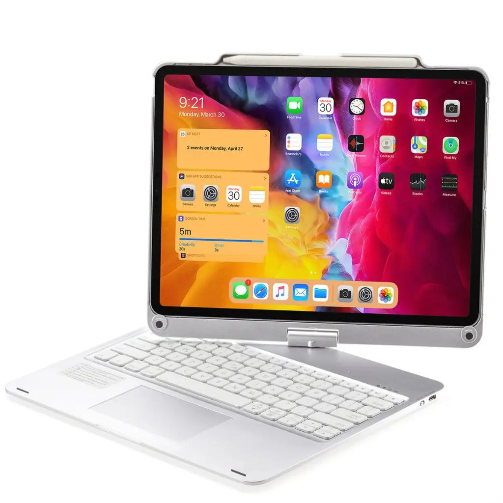Optimize tablet work with this universal backlit keyboard case & multi-gesture trackpad.