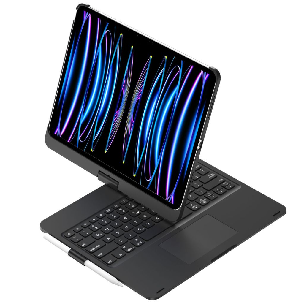 Go-anywhere universal tablet keyboard case, with backlit keys, trackpad, & protective design.