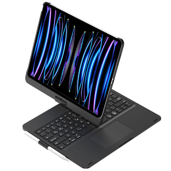 Go-anywhere universal tablet keyboard case, with backlit keys, trackpad, & protective design.