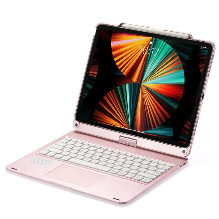 Durable & universal keyboard case for tablets, featuring backlit keys & precision trackpad.