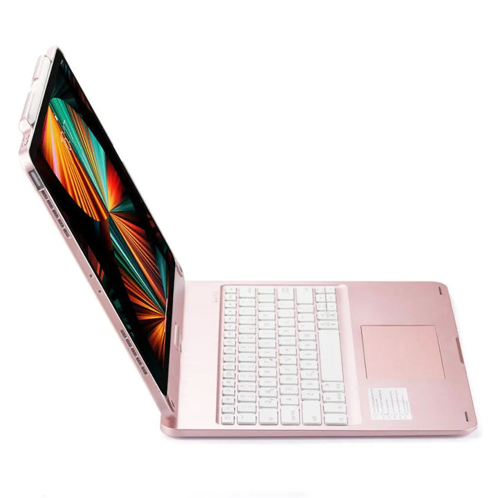 Universal tablet keyboard case with colorful backlit keys & an intuitive trackpad.