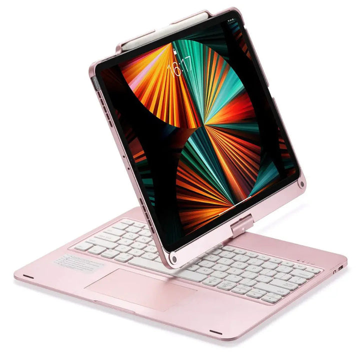 Universal keyboard case for tablets, offering backlit keys & a responsive trackpad.