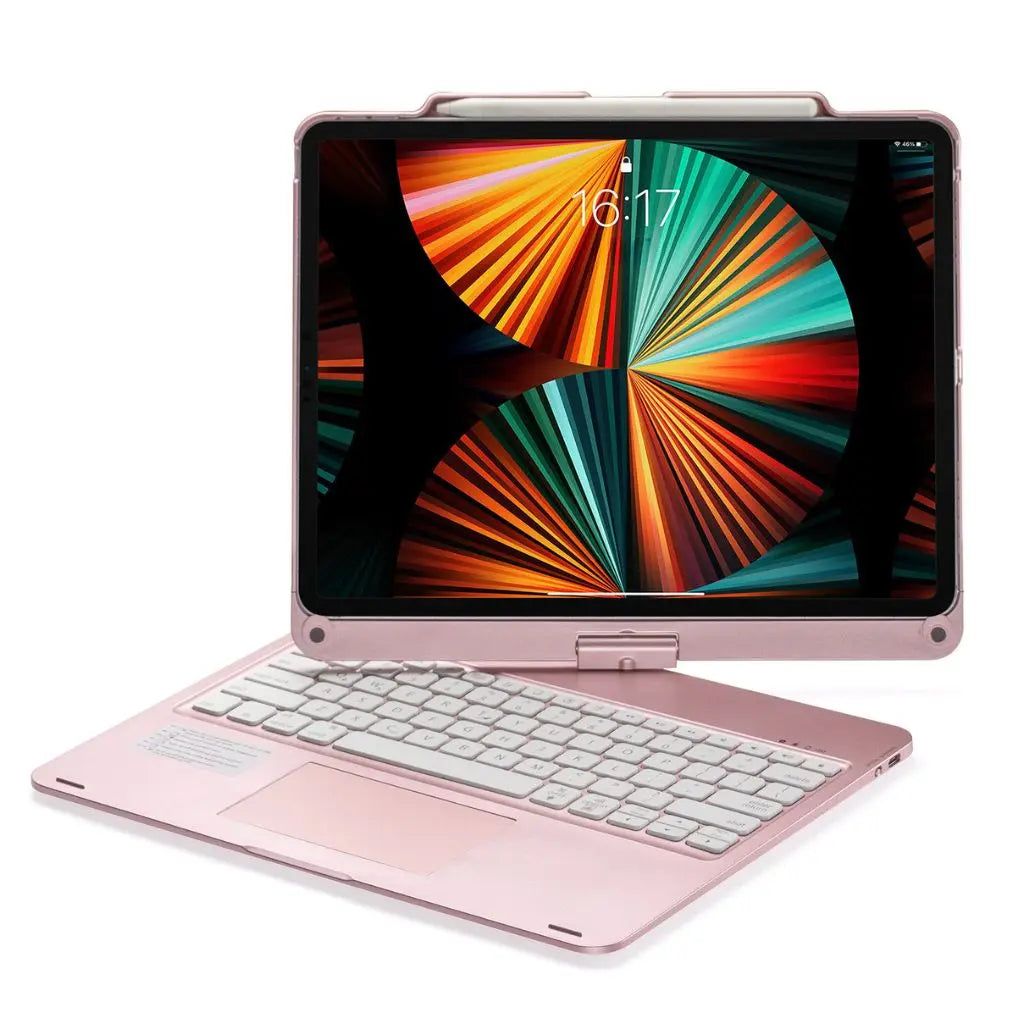 Tablet productivity tool: Universal keyboard case with backlit keys & built-in trackpad.