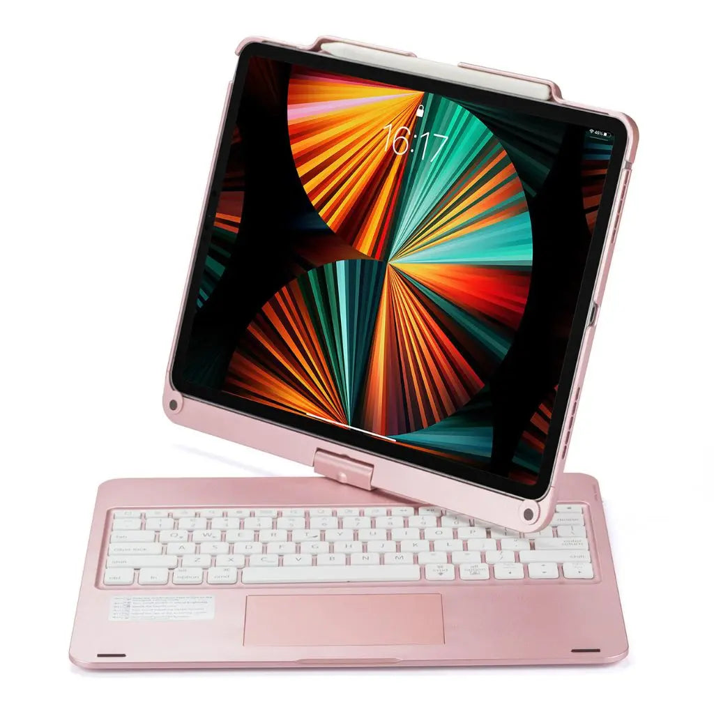 Universal slim protective tablet keyboard case with backlit keys & smooth trackpad.