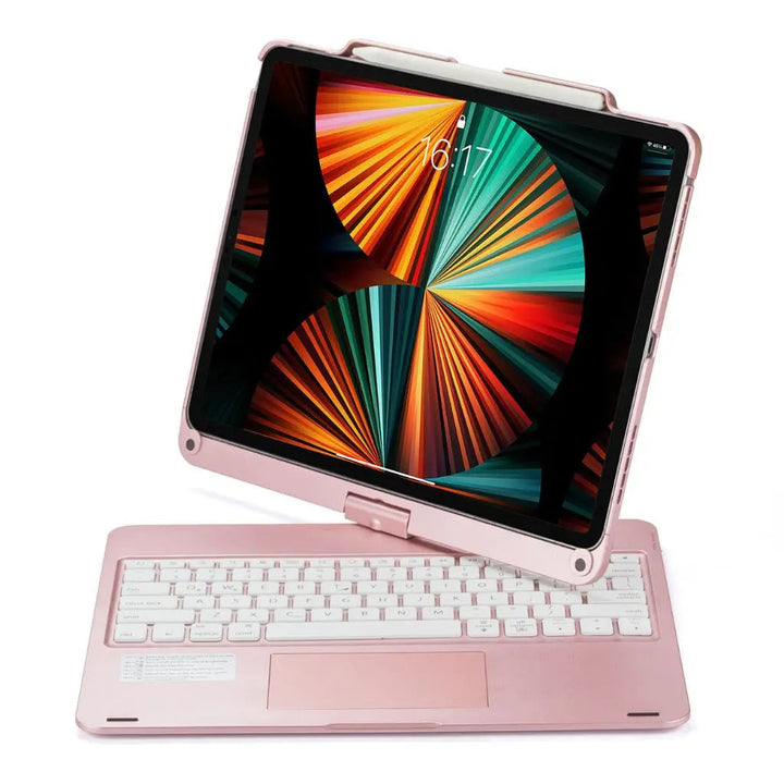 Universal slim protective tablet keyboard case with backlit keys & smooth trackpad.