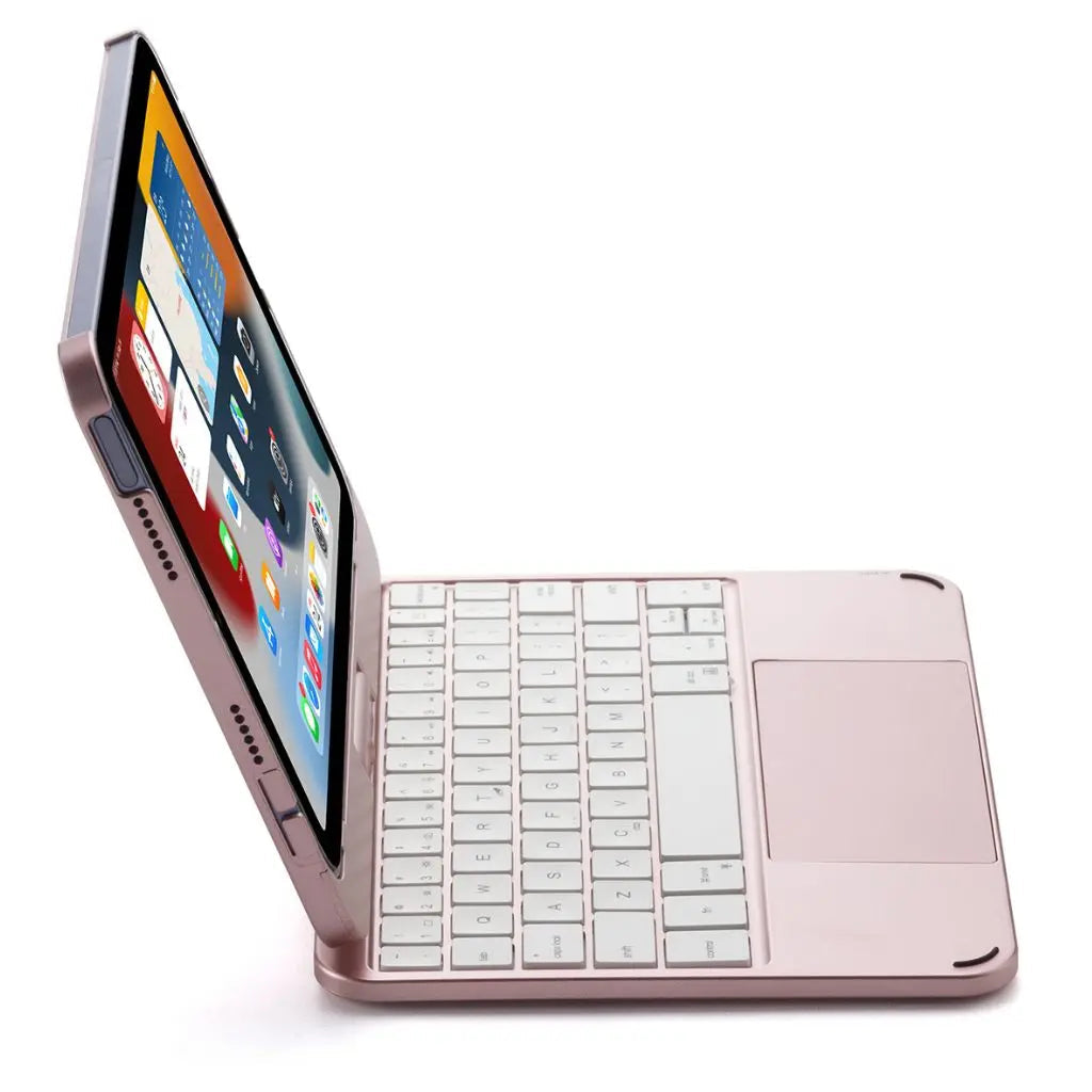 Durable universal tablet cover with backlit keyboard, trackpad, & USB-C charging.