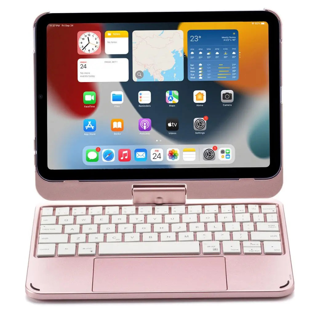 Universal tech essential: Backlit keyboard case with trackpad for efficient tablet use.