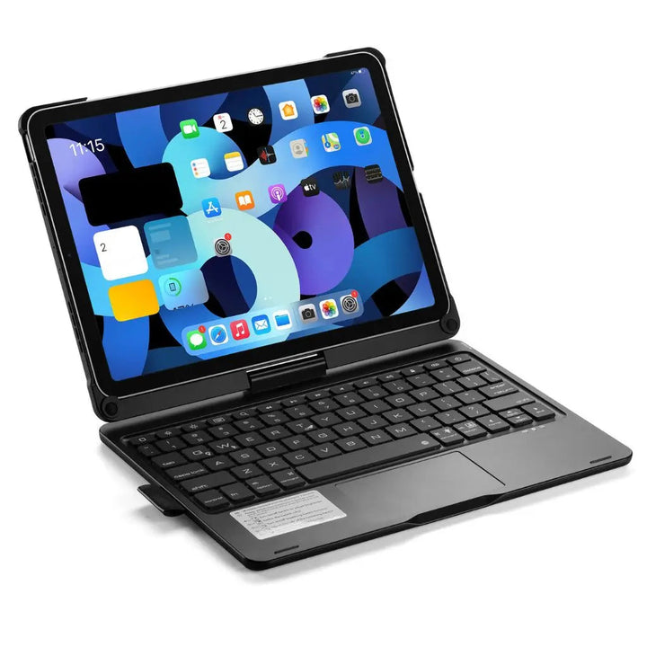 Universal tablet accessory: Backlit keyboard case with trackpad & slim design.