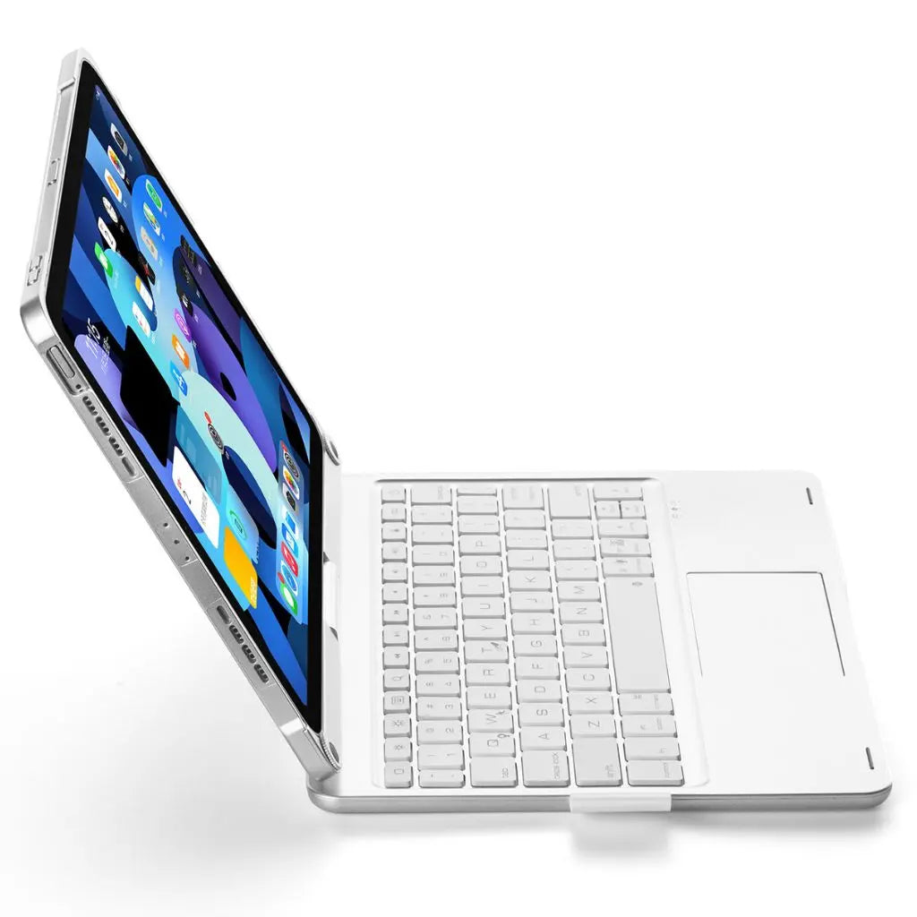 Universal protective case with backlit keyboard, trackpad, & comfortable typing experience.