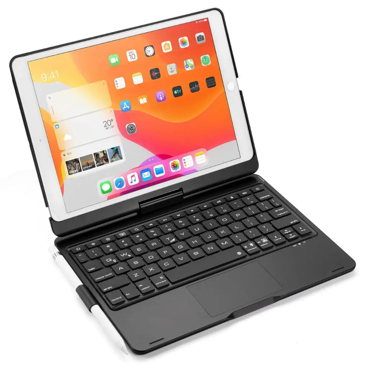 Universal tablet keyboard case, featuring backlit keys & a precision trackpad for work.