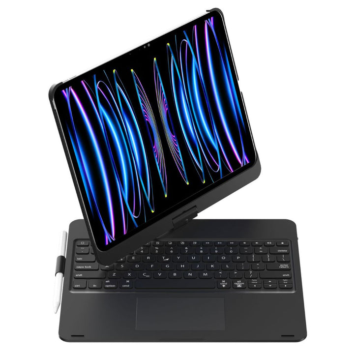 Universal tablet keyboard case with vibrant backlit keys & intuitive trackpad.